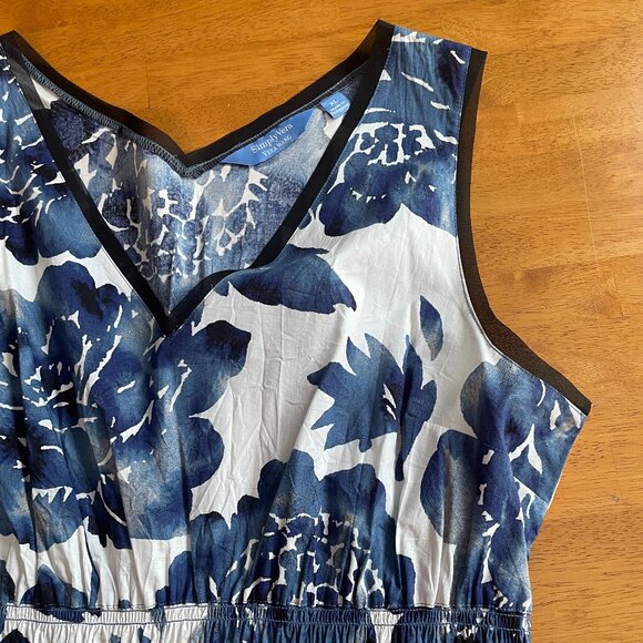 Size XL Simply Vera by Vera Wang blue white sleeveless dress - Picture 8 of 13